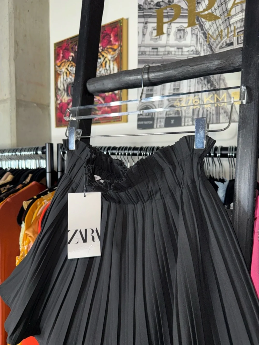 Zara Black Pleated Skort Mini High Waisted Flowy Skirt Womens XS New NWT